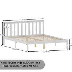Milan King Size Wooden Bed, Low Foot, White