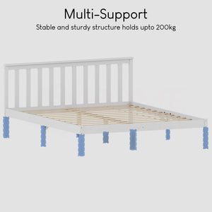 Milan King Size Wooden Bed, Low Foot, White