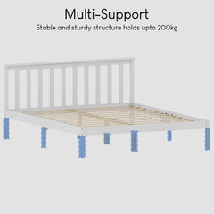 Milan King Size Wooden Bed, Low Foot, White