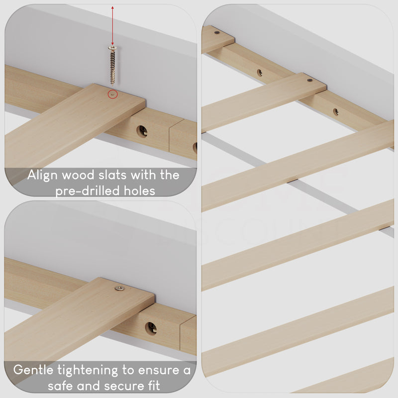 Milan King Size Wooden Bed, Low Foot, White