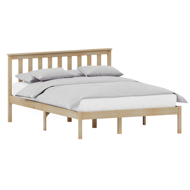 Milan Double Wooden Bed, Low Foot, Pine