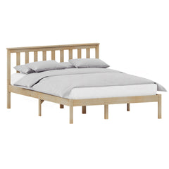 Milan Double Wooden Bed, Low Foot, Pine