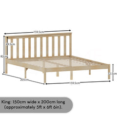 Milan King Size Wooden Bed, Low Foot, Pine