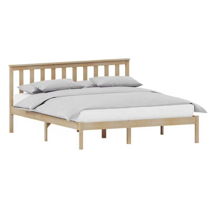 Milan King Size Wooden Bed, Low Foot, Pine