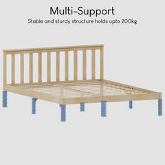 Milan King Size Wooden Bed, Low Foot, Pine