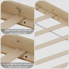 Milan King Size Wooden Bed, Low Foot, Pine