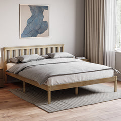 Milan King Size Wooden Bed, Low Foot, Pine