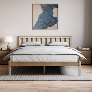 Milan King Size Wooden Bed, Low Foot, Pine