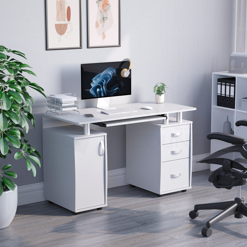 Otley 3-Drawer 1-Door Computer Desk, White