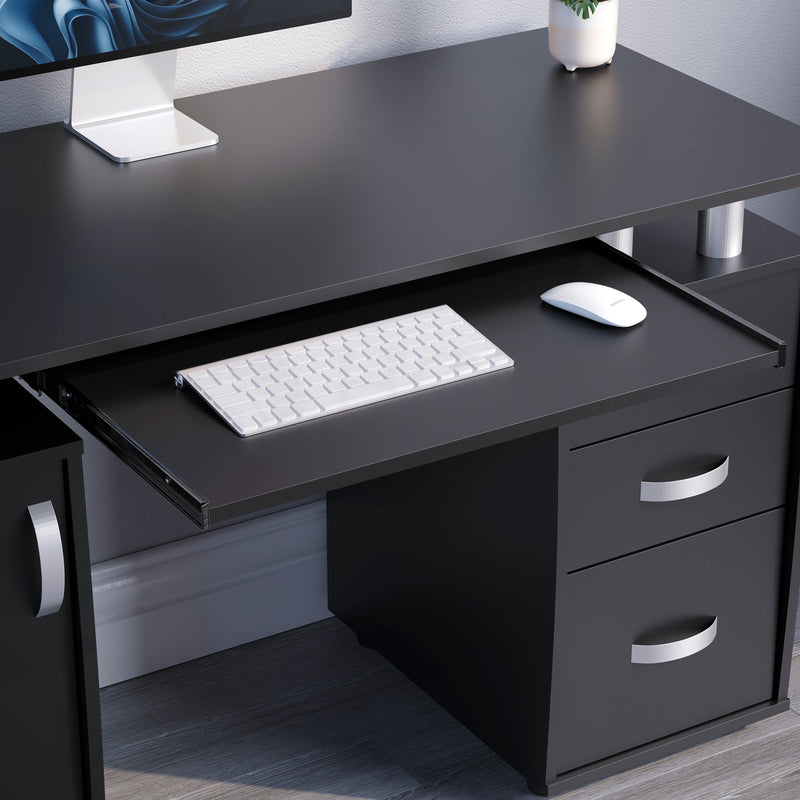Otley 3-Drawer 1-Door Computer Desk, Black