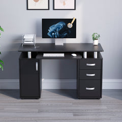 Otley 3-Drawer 1-Door Computer Desk, Black