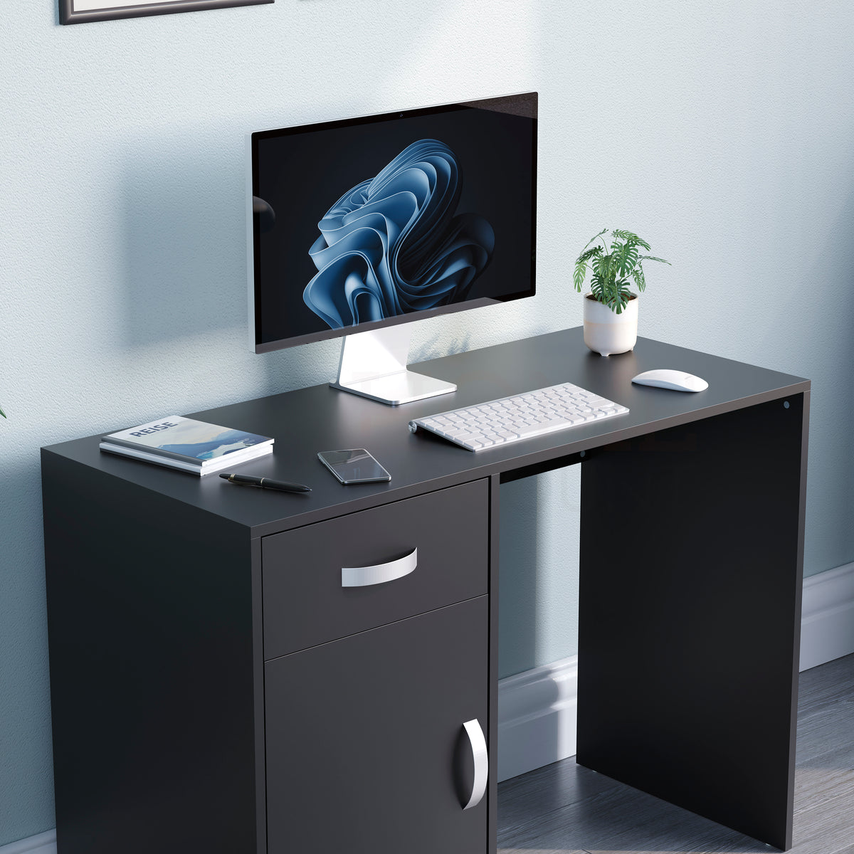 Hudson 1-Drawer 1-Door Computer Desk, Black