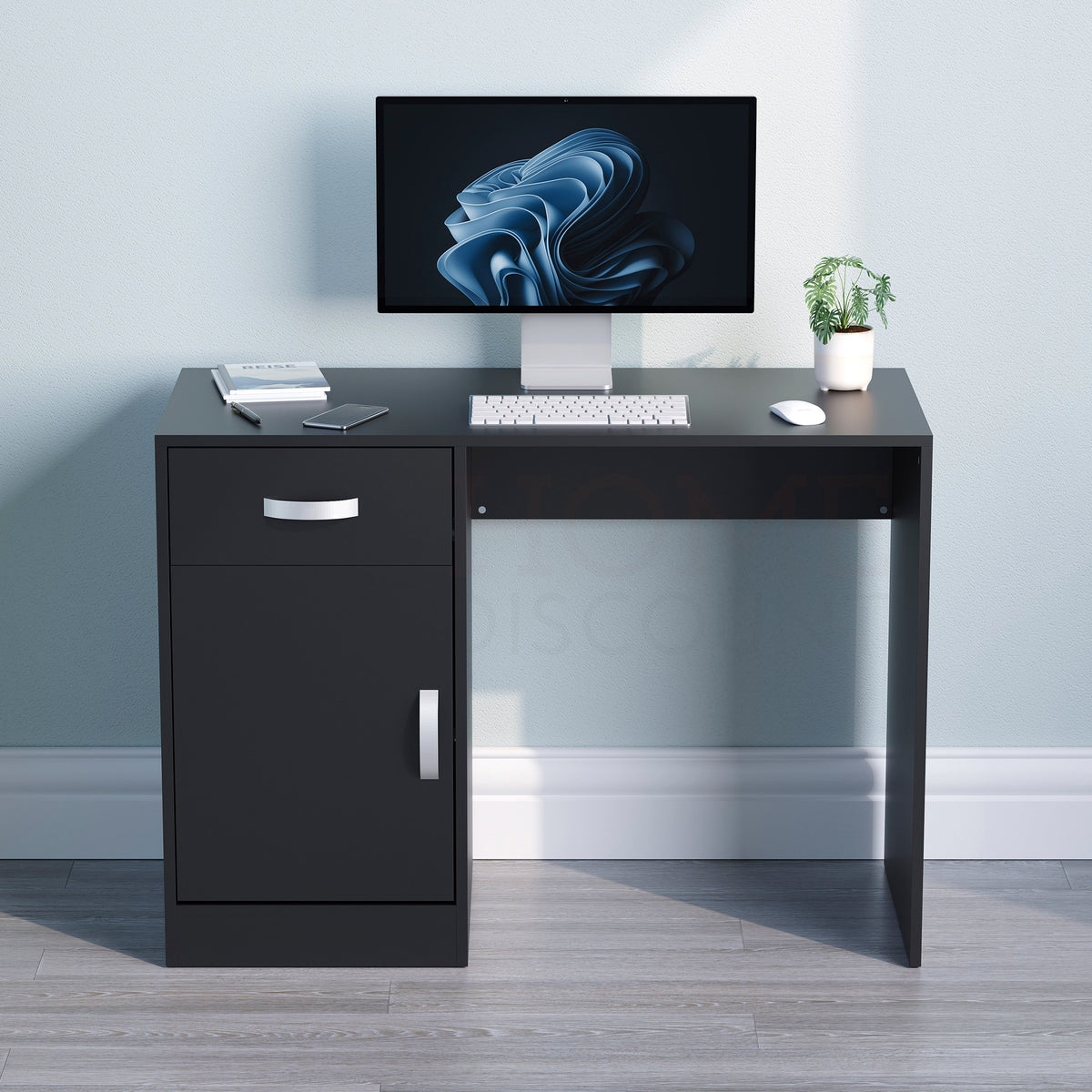 Hudson 1-Drawer 1-Door Computer Desk, Black