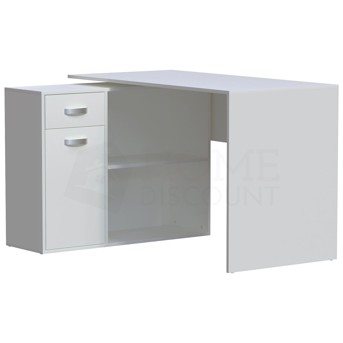 Longton 1-Door 1-Drawer Adjustable Computer Desk - White