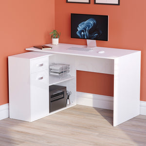 Longton 1-Door 1-Drawer Adjustable Computer Desk - White