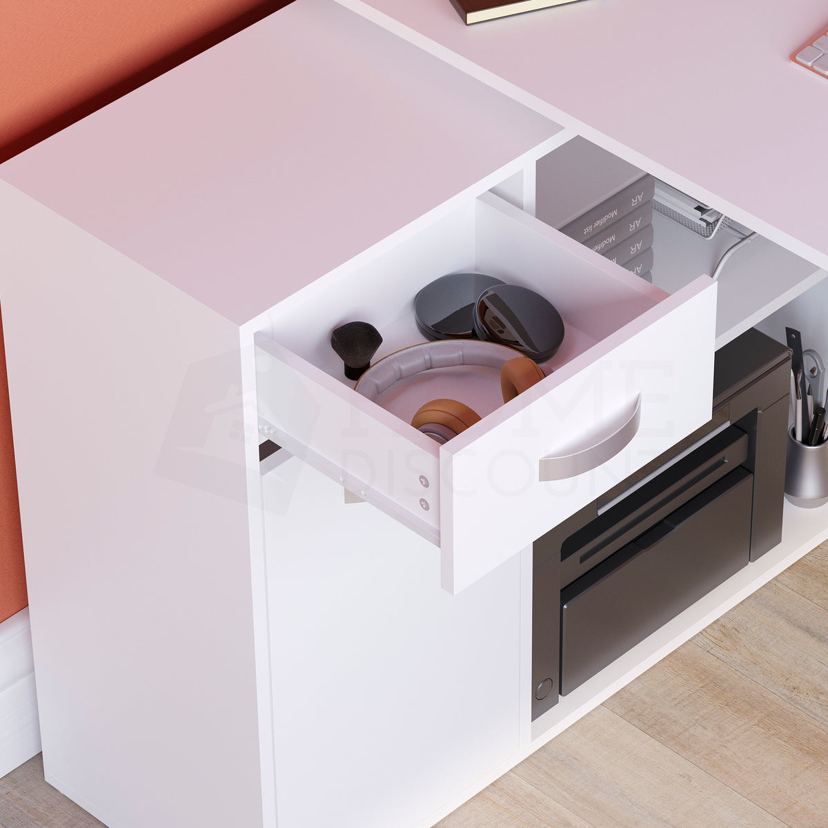Longton 1-Door 1-Drawer Adjustable Computer Desk - White