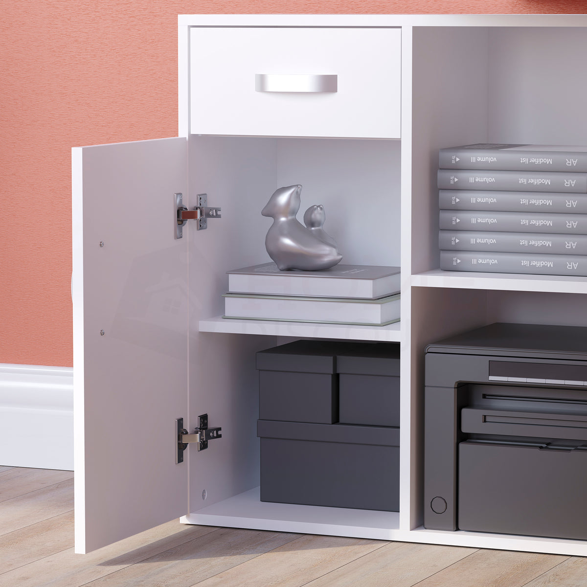 Longton 1-Door 1-Drawer Adjustable Computer Desk - White