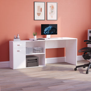 Longton 1-Door 1-Drawer Adjustable Computer Desk - White
