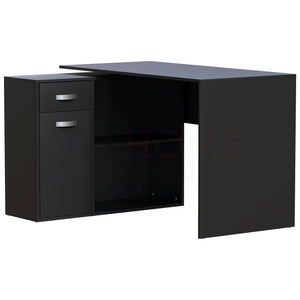 Longton 1-Door 1-Drawer Adjustable Computer Desk, Black