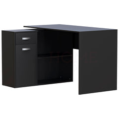 Longton 1-Door 1-Drawer Adjustable Computer Desk, Black