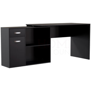 Longton 1-Door 1-Drawer Adjustable Computer Desk, Black
