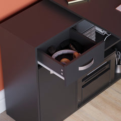 Longton 1-Door 1-Drawer Adjustable Computer Desk, Black