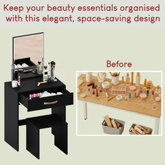 Isla 1-Drawer  Dressing Table, Black
