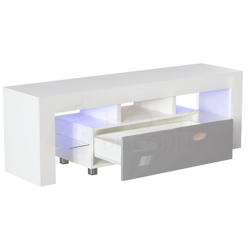 Luna 1 Drawer LED TV Unit, White & Grey