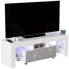 Luna 1 Drawer LED TV Unit, White & Grey