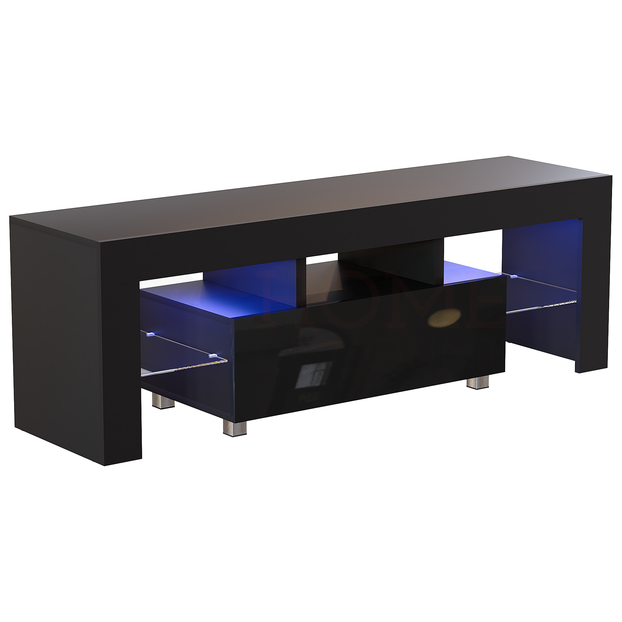 Luna 1 Drawer LED TV Unit Black Home Discount Ltd