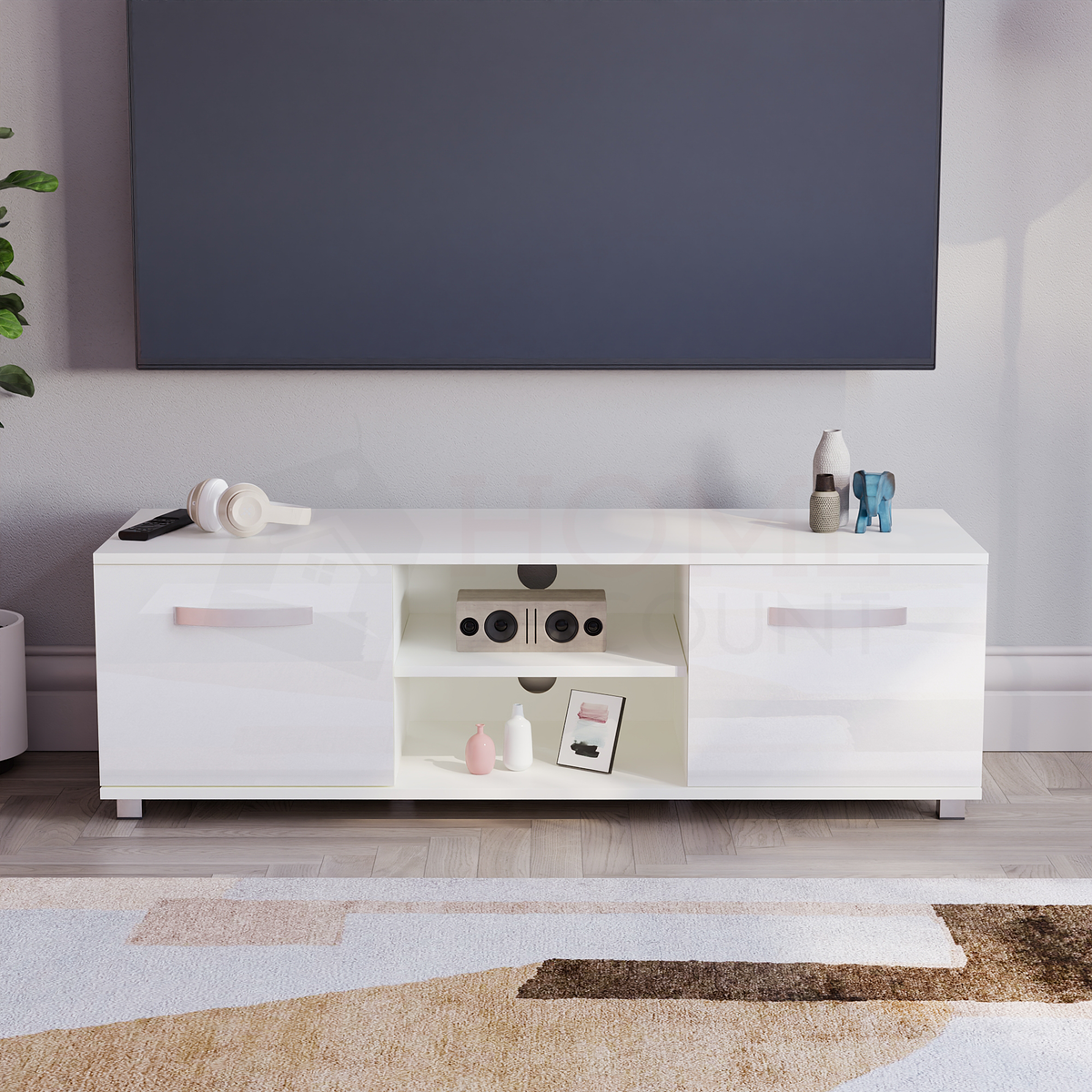 Cosmo 2-Door TV Unit, 120cm - White