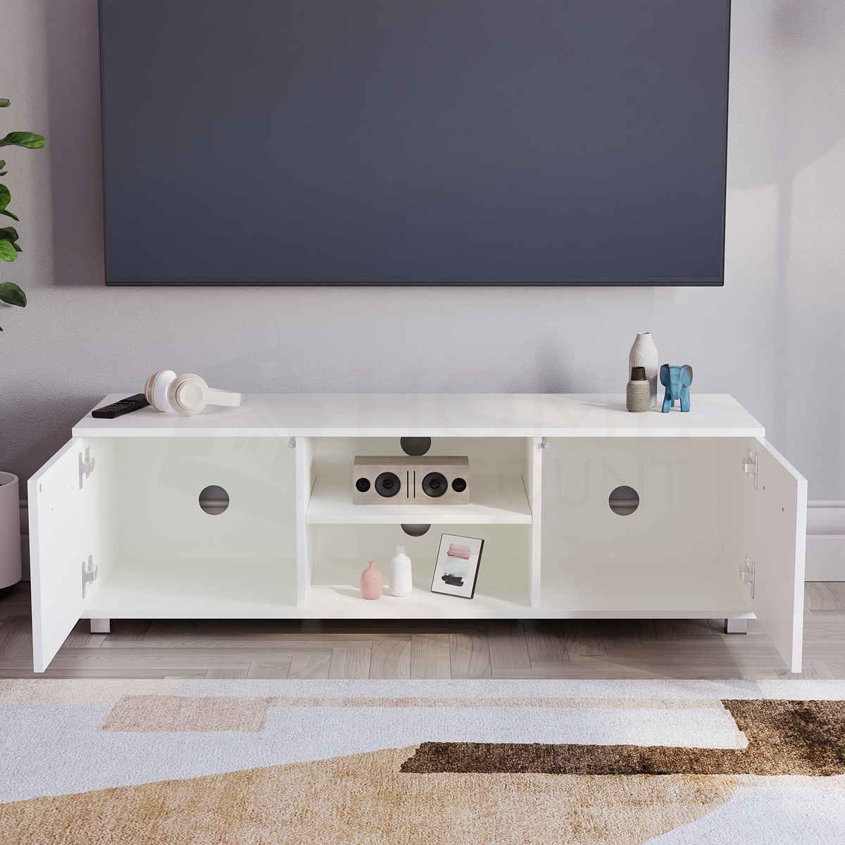Cosmo 2-Door TV Unit, 120cm - White