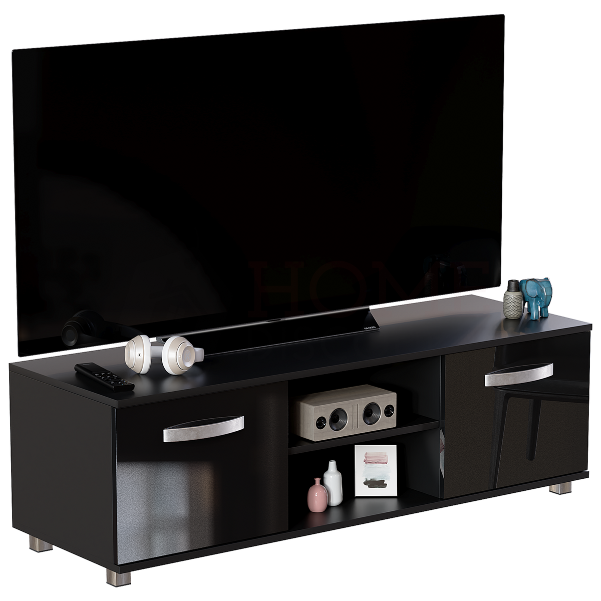 Cosmo 2-Door TV Unit, 120cm - Black