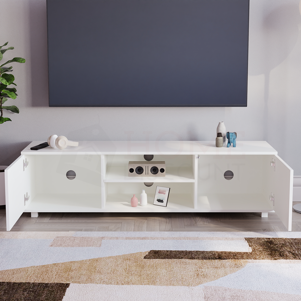 Cosmo 2-Door TV Unit, 140cm - White