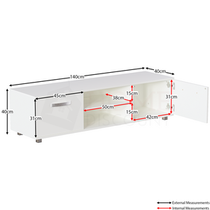 Cosmo 2-Door TV Unit, 140cm - White