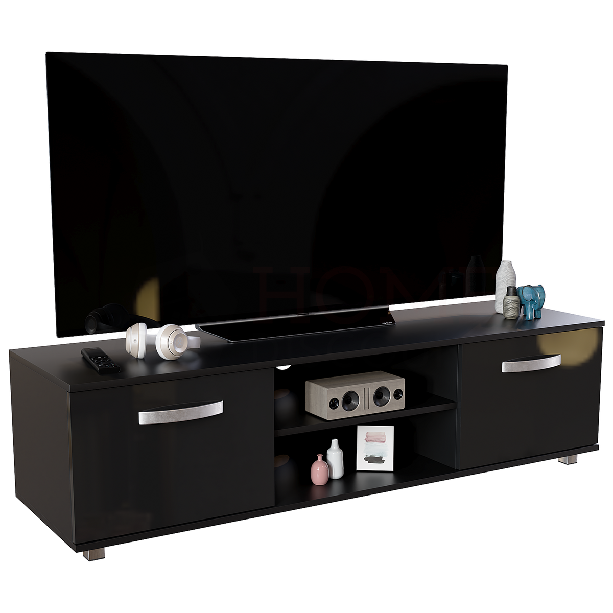 Cosmo 2-Door TV Unit, 140cm - Black