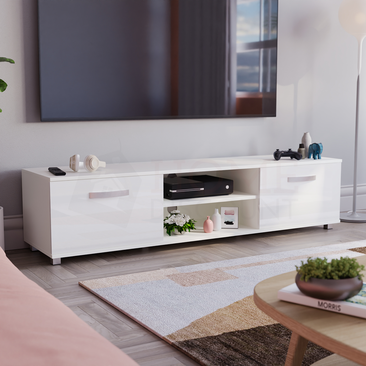 Cosmo 2-Door TV Unit, 160cm - White
