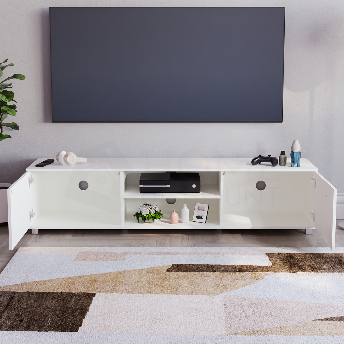 Cosmo 2-Door TV Unit, 160cm - White