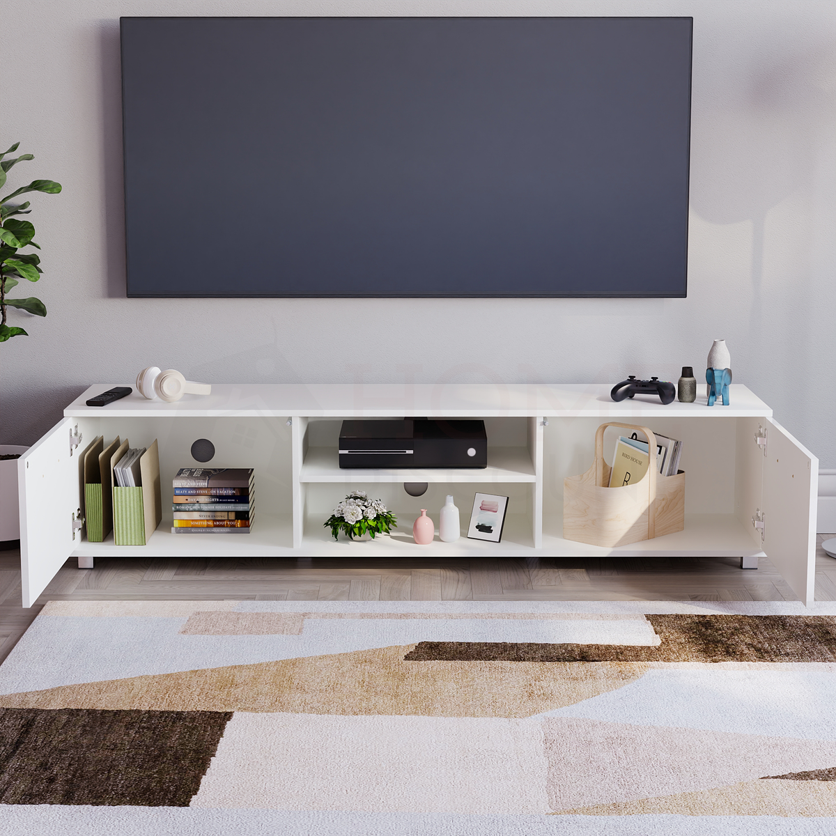 Cosmo 2-Door TV Unit, 160cm - White