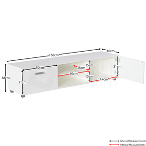 Cosmo 2-Door TV Unit, 160cm - White