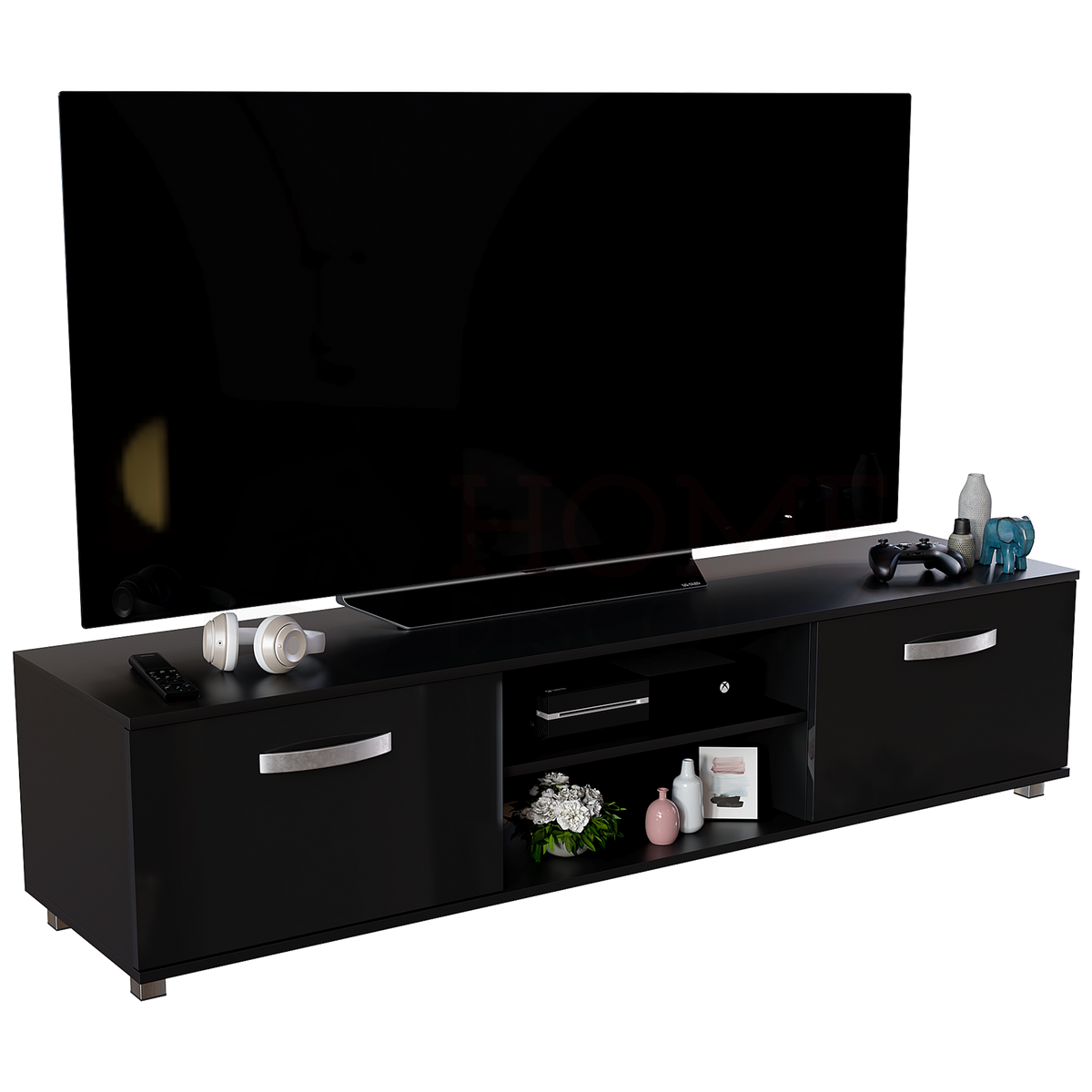 Cosmo 2-Door TV Unit, 160cm - Black