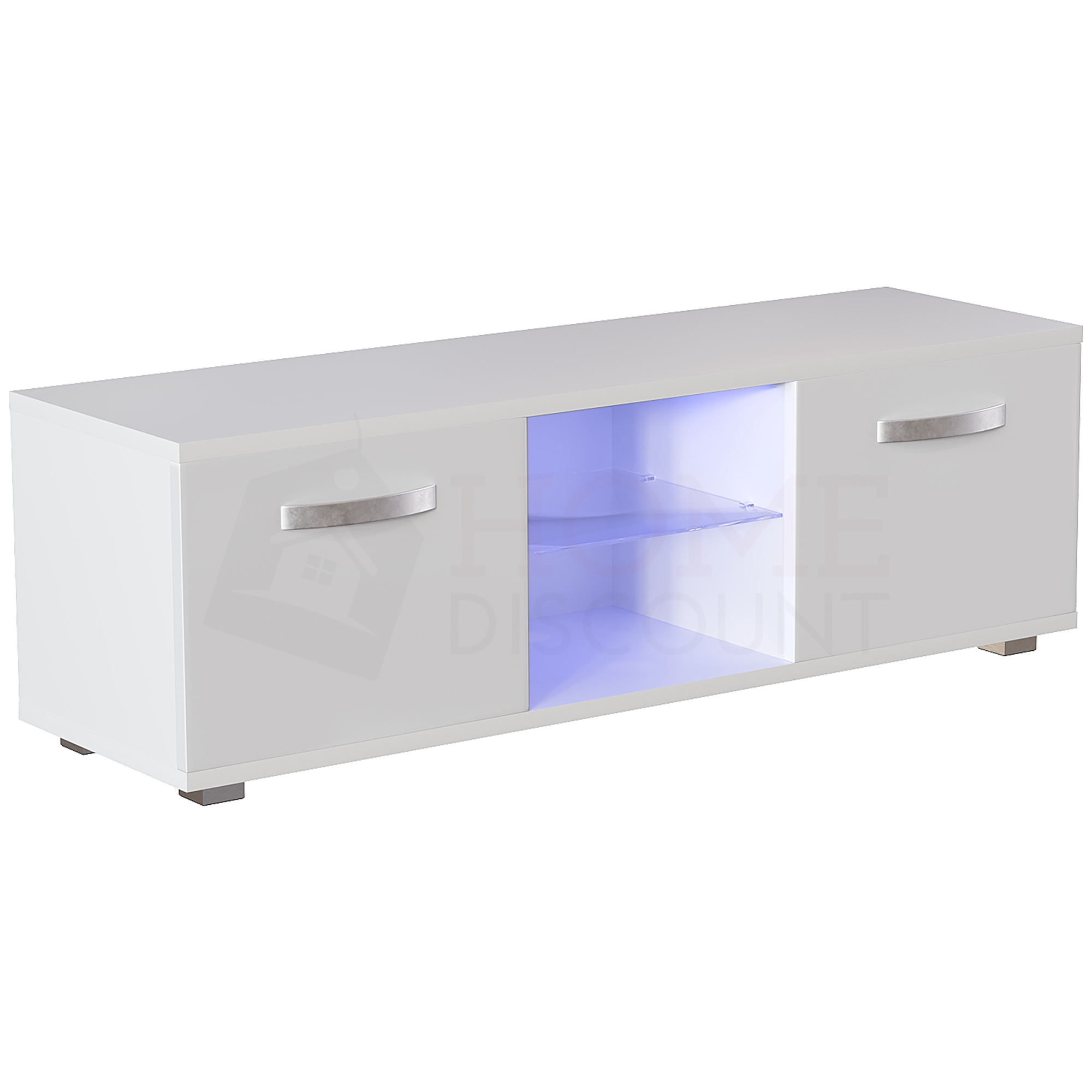 Cosmo 2 Door LED TV Unit 120cm White Home Discount Ltd