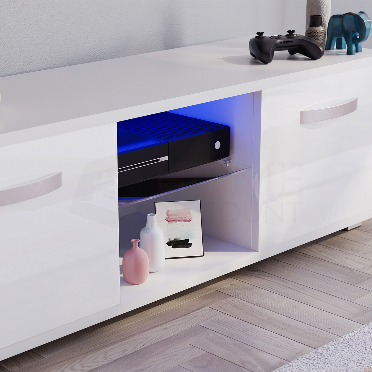 Cosmo 2-Door LED TV Unit, 120cm - White