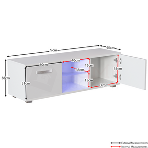Cosmo 2-Door LED TV Unit, 120cm - White