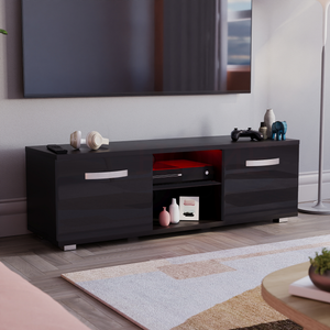 Cosmo 2-Door LED TV Unit, 120cm - Black