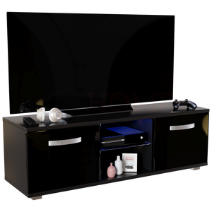 Cosmo 2-Door LED TV Unit, 120cm - Black