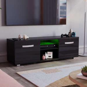 Cosmo 2-Door LED TV Unit, 120cm - Black