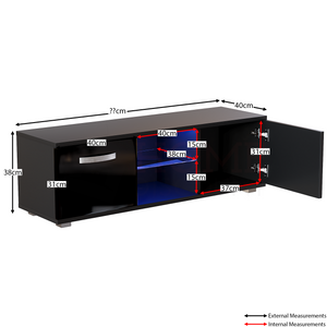 Cosmo 2-Door LED TV Unit, 120cm - Black