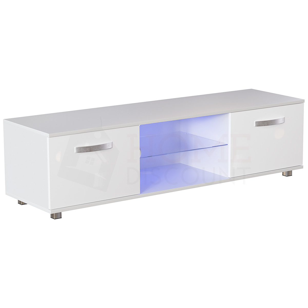 Cosmo 2-Door LED TV Unit, 140cm - White