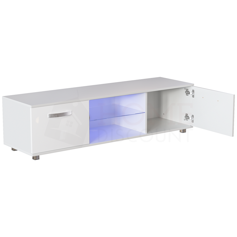 Cosmo 2 Door LED TV Unit 140cm White Home Discount Ltd